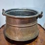 Antique Hand-Hammered Copper Cauldron Pail with Original Hanging Chain 19th Century Hearth Ware Image 3