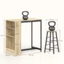 3-piece bar table set, 1 counter, 2 chairs, with storage and footrests, space-saving, Light Brown+Black Image 4