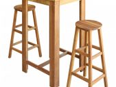 Bar Table and Stool Set 3 Pieces Solid Acacia Wood