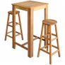 Bar Table and Stool Set 3 Pieces Solid Acacia Wood Image 2