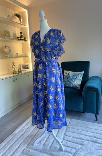 Ladies Blue Short Sleeve Floral Dress from Monsoon