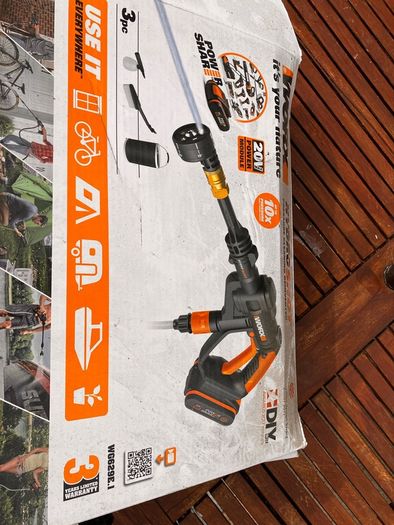 Worx PowerShare Hydroshot portable pressure cleaner.