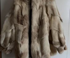 Tan and white vintage fur coat