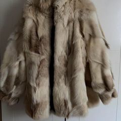 Tan and white vintage fur coat