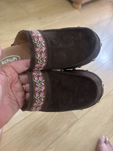 Schuh Brown Suede Clogs / Mules