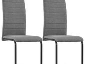 Cantilever Dining Chairs 2 pcs Light Grey Fabric