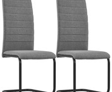 Cantilever Dining Chairs 2 pcs Light Grey Fabric