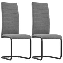Cantilever Dining Chairs 2 pcs Light Grey Fabric