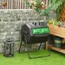 Garden Compost Bin Dual Tumbler Rotating Outdoor Composter with Sliding Doors Image 6