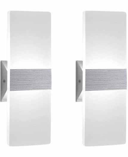 2 Pack Modern Wall Lights Indoor 12W Acrylic Perfect for Living Room, Bedroom, Corridor, Stairs (MULTIPLE COLOURS)