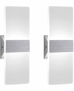 2 Pack Modern Wall Lights Indoor 12W Acrylic Perfect for Living Room, Bedroom, Corridor, Stairs (MULTIPLE COLOURS)