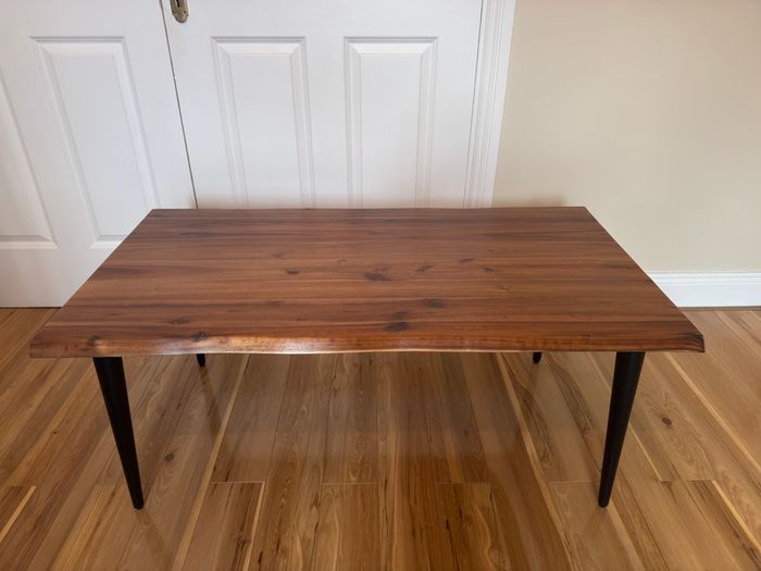 JYSK HALSKOV Style Coffee Table, Solid Wood Top, Black Legs