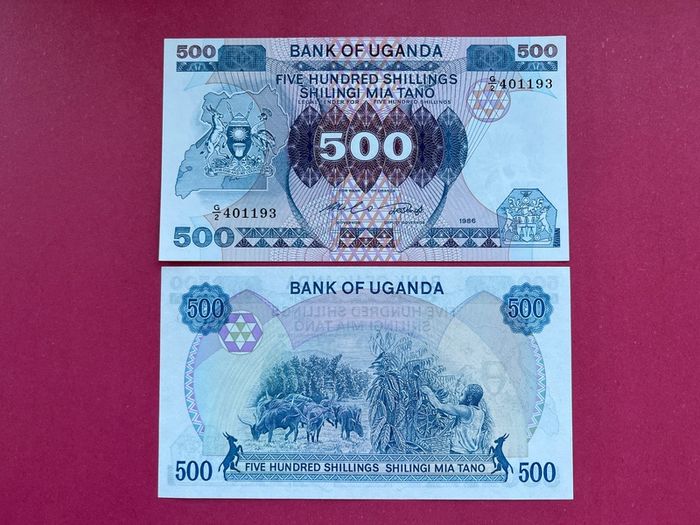 Uganda   500 Shillings  1986  Pick  25a. ( Uncirculated )