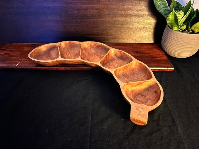 Beautiful Wooden Hand-Carved Serving Dish (7 Compartments
