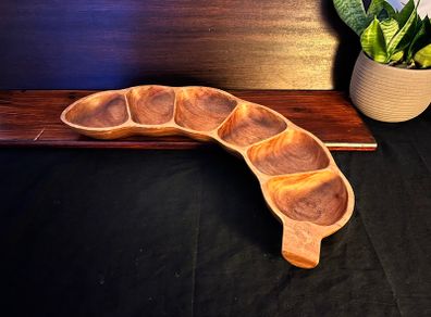 Beautiful Wooden Hand-Carved Serving Dish (7 Compartments