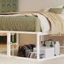 46 cm High Double Bed Frame 135x190 cm, Heavy Duty Metal 4ft6 Double Bed with Sturdy Slats Support, Large Underbed Storage, Noise Free, Easy Assembly, White Image 5