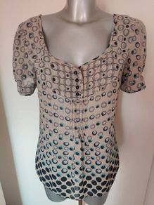 George beige print summer blouse size UK12 EU40 Perfect condition Postage included