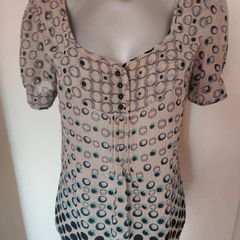 George beige print summer blouse size UK12 EU40 Perfect condition Postage included