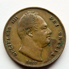 1835 Farthing king William IV british copper