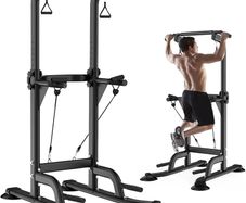 Pull Up & Dip Station Dip Stand Power Tower, Adjustable Height Home Strength Training Fitness Workout Station, Suitable for Teenagers, Women, Men