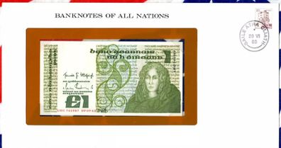 Banknotes of All Nations Ireland 1982 1 pound P-70c UNC LHG 741987 Birthday