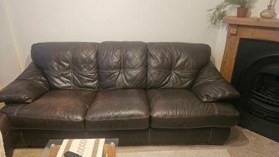 3 Seater brown Leather Sofa