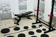 Workout Set Adjustable Rack Bench Weights Barbell Dumbbells