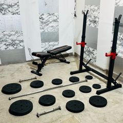 Workout Set Adjustable Rack Bench Weights Barbell Dumbbells