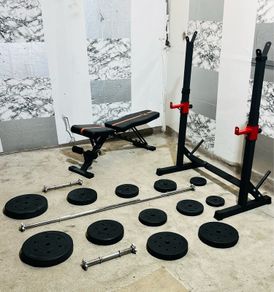 Workout Set Adjustable Rack Bench Weights Barbell Dumbbells