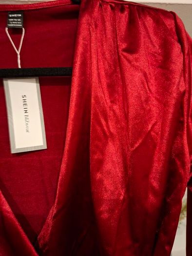 satin bodysuit burgundy shein brand new