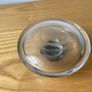 Hand Blown Round Glass Vintage Inkwell with Brass Hinged Collar and Lid c1900 Image 4