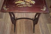 Antique Lacquered Side Table Decorated with Chinoiserie Style Birds and Flowers Chinese 1880s to 1920s