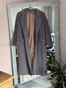 Vintage 1970s/80s George Henry of Dublin Charcoal/taupe-grey Wool Cashmere Coat UK 12