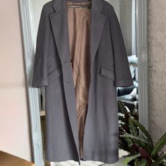 Vintage 1970s/80s George Henry of Dublin Charcoal/taupe-grey Wool Cashmere Coat UK 12