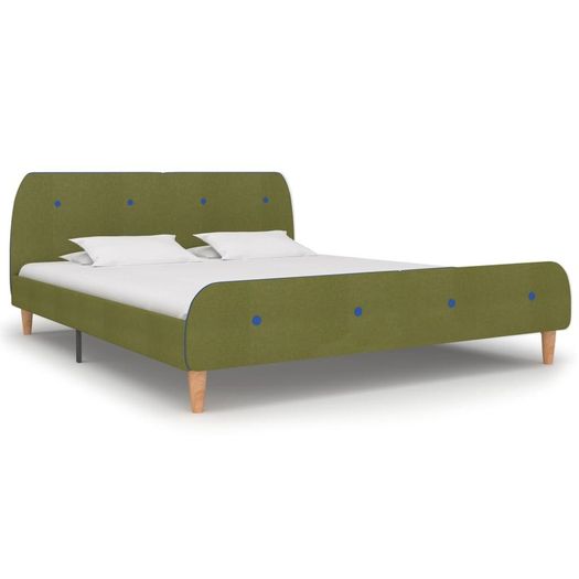 Bed Frame Green Fabric 150x200 cm