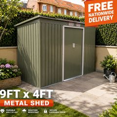 9ft x 4ft Metal Shed Green