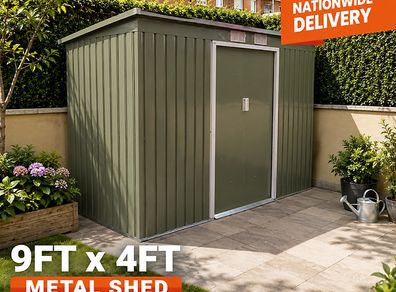 9ft x 4ft Metal Shed Green