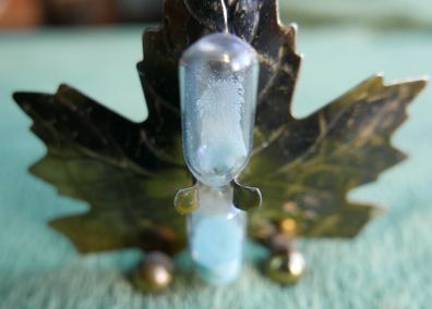 Vintage Hourglass Mounted On a Brass Oak Leaf