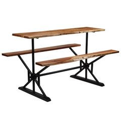 Bar Table with Benches Solid Acacia Wood 180x50x107 cm