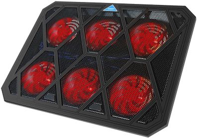 Laptop and Notebook Cooling Pad With 6 Fans at 1400 RPM and Red LED Laptop Cooler fits up tp 19"