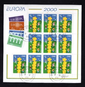 2000 Ireland Europa Commemorative Stamp Sheetlet Fine CDS Used on envelope with clear Dublin Steele Cancel