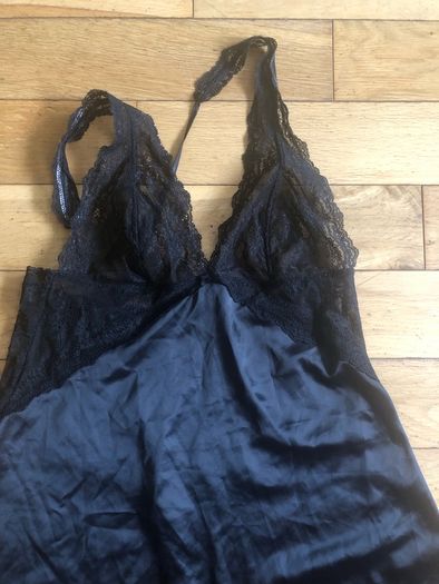 Black satin slip