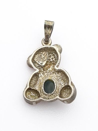 Vintage Signed 925 Sterling Silver Hematite Teddy Bear Charm