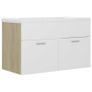 Sink Cabinet with Built-in Basin White and Sonoma Oak Chipboard Image 2