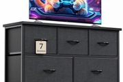 Chest of Drawers for Bedroom with 7 Drawers, Fabric Storage Drawer, Tall Black Hallway Storage Unit