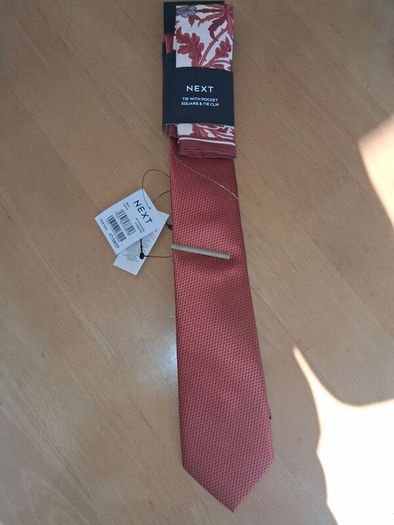 x3 Bundle - Brand New Next Rust Red Tie & Pocket Square Set - RRP - 22.50