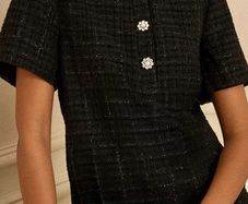 Love and Roses black tweed button mini dress