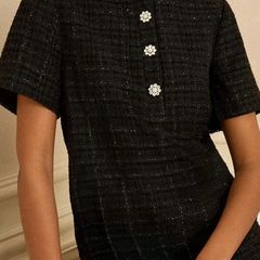Love and Roses black tweed button mini dress