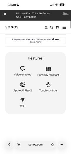 Sonos One wireless speaker in white