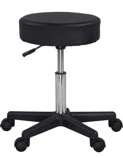 Black Adjustable Rolling Cushion Tattoo Massage Hydraulic Salon Stool,5 Wheels (FREE POSTAGE)